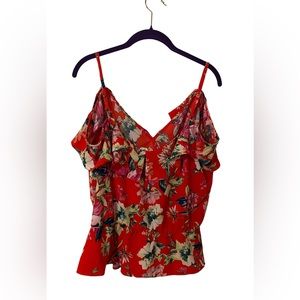 Colorful floral blouse off shoulder. Beautiful and sexy! Size XL